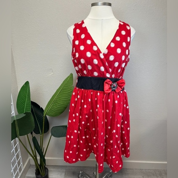 Disney Parks Minnie Mouse Red Polka Dot Sleeveless Dress - Size XL - Picture 1 of 3